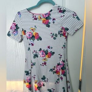 Joules floral and stripe cropped dress, size 9-10Y, new but no tags